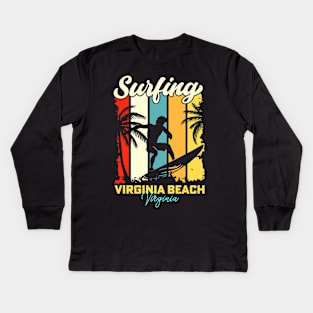 Surfing | Virginia Beach, Virginia Kids Long Sleeve T-Shirt